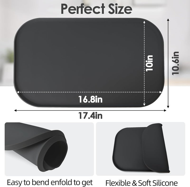 TOHONFOO Silicone Coffee Maker Mat with Lip, 17.4'' x 10.6'' Heavy Duty Coffee Maker Mat for Countertops, Coffee Tray Fit Under Coffee Machine Appliance Automatic Machines Espresso Accessory, Black - Image 4